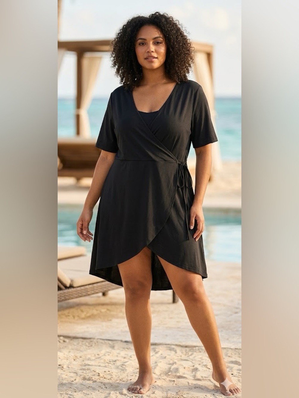 NWT BloomChic Black Faux Wrap Swim Coverup 14-16